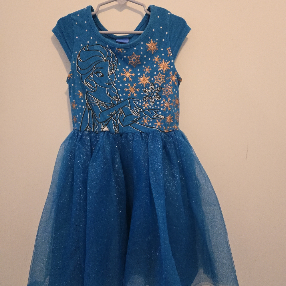 Blue Sparkly Dress with Snowflake Design